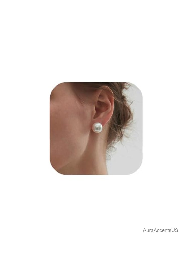 12mm 14mm Gold Plated Sterling Silver Pearl Stud Earrings Hypoallergenic Gift